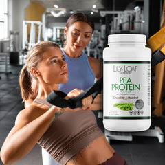 Chocolate & Hazelnut Pea Protein Powder females in gym environment